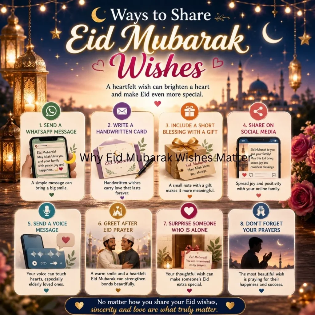 🌙 Ways to Share Eid Mubarak Wishes