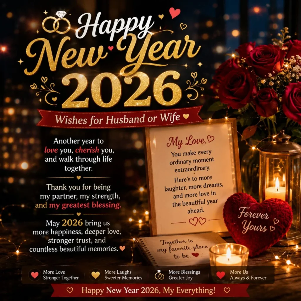 💍 Happy New Year 2026 Wishes for Husband or Wife