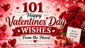 101 Happy Valentines Day wishes from the heart with roses and hearts