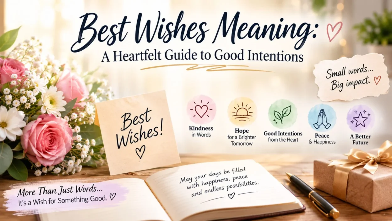 Best Wishes Meaning: A heartfelt guide to good intentions with flowers, greeting card, and inspirational symbols.