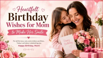 Heartfelt birthday wishes for mom with a loving mother and daughter celebrating together