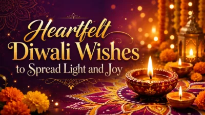 Diwali wishes image with glowing diyas, rangoli, and festive lights spreading joy, warmth, and celebration.