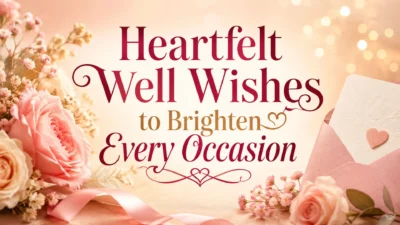Heartfelt well wishes image with pink roses, a greeting card, and warm golden lights for every special occasion
