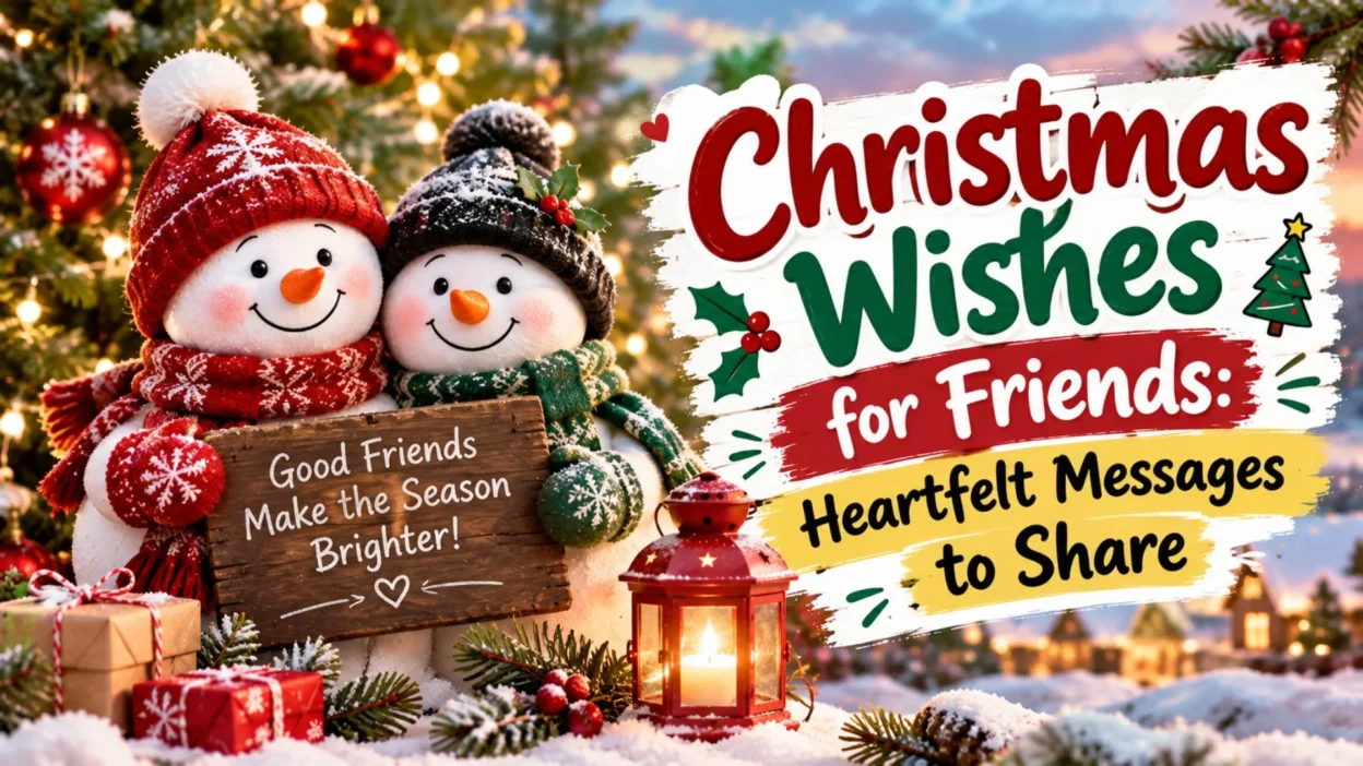 Christmas wishes for friends with festive snowmen