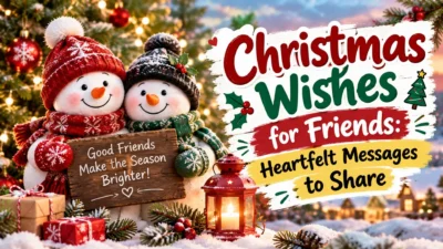 Christmas wishes for friends with festive snowmen