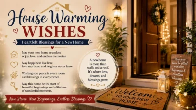 House warming wishes with heartfelt blessings for a new home